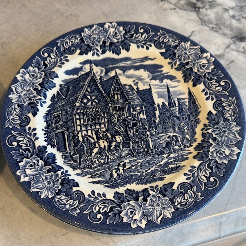 Liberty Blue and White Plates Made in England set of 6 — MAKE OFFER - Picture 2 of 7